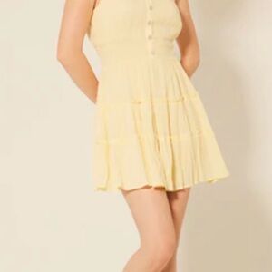 Patrons of Peace Pale Yellow Tiered Mini Dress
